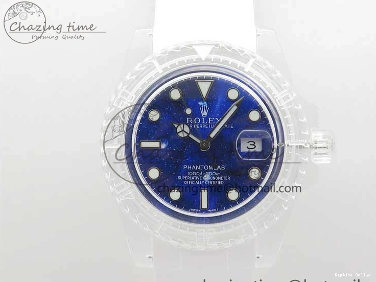 0512 Submariner Phantomlab Transparent KZF Best Edition Deep Blue Dial on White Rubber Strap VR WellDesigned 2568